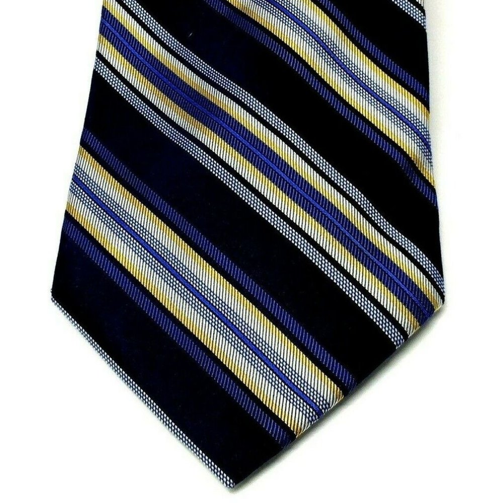 ORO MASSIMO Neck Tie Blue Yellow Diagonal Stripe